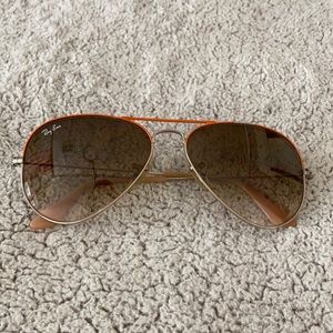 authentic Ray Ban two tone orange and white aviator sunglasses